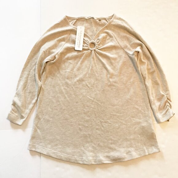 SOFT SURROUNDINGS Cecelia Top Oatmeal Heather Long Sleeve Sweater NWT Womens XS - Picture 2 of 9